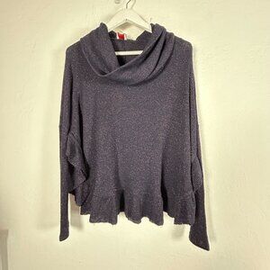 Anthropologie Postmark 9-H15 Stcl Orley Metallic Cowl Neck Ruffle Sweater XS/S